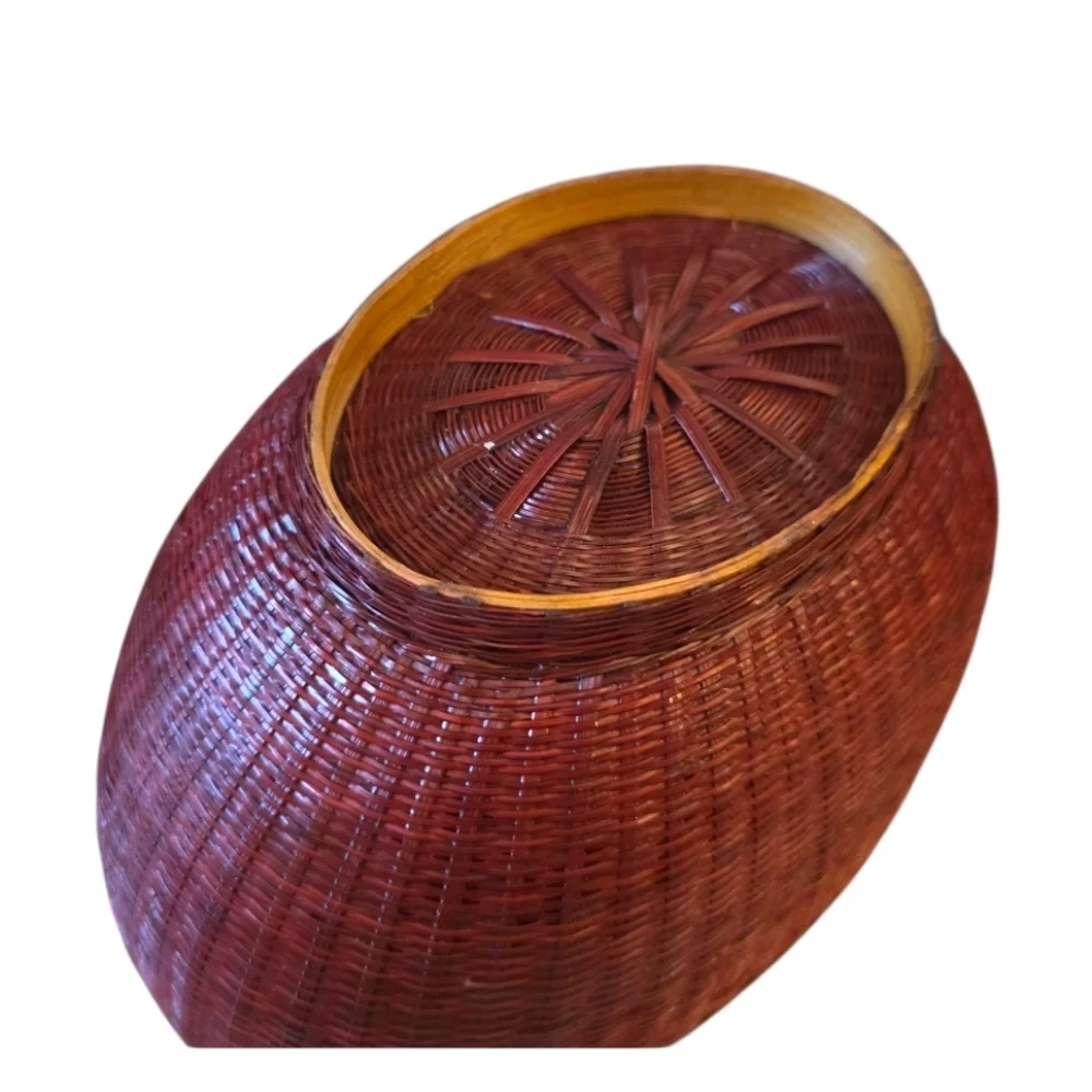 Handcrafted Red Rooster Basket Vintage Two Part Farmhouse Primitive Rustic 3D
